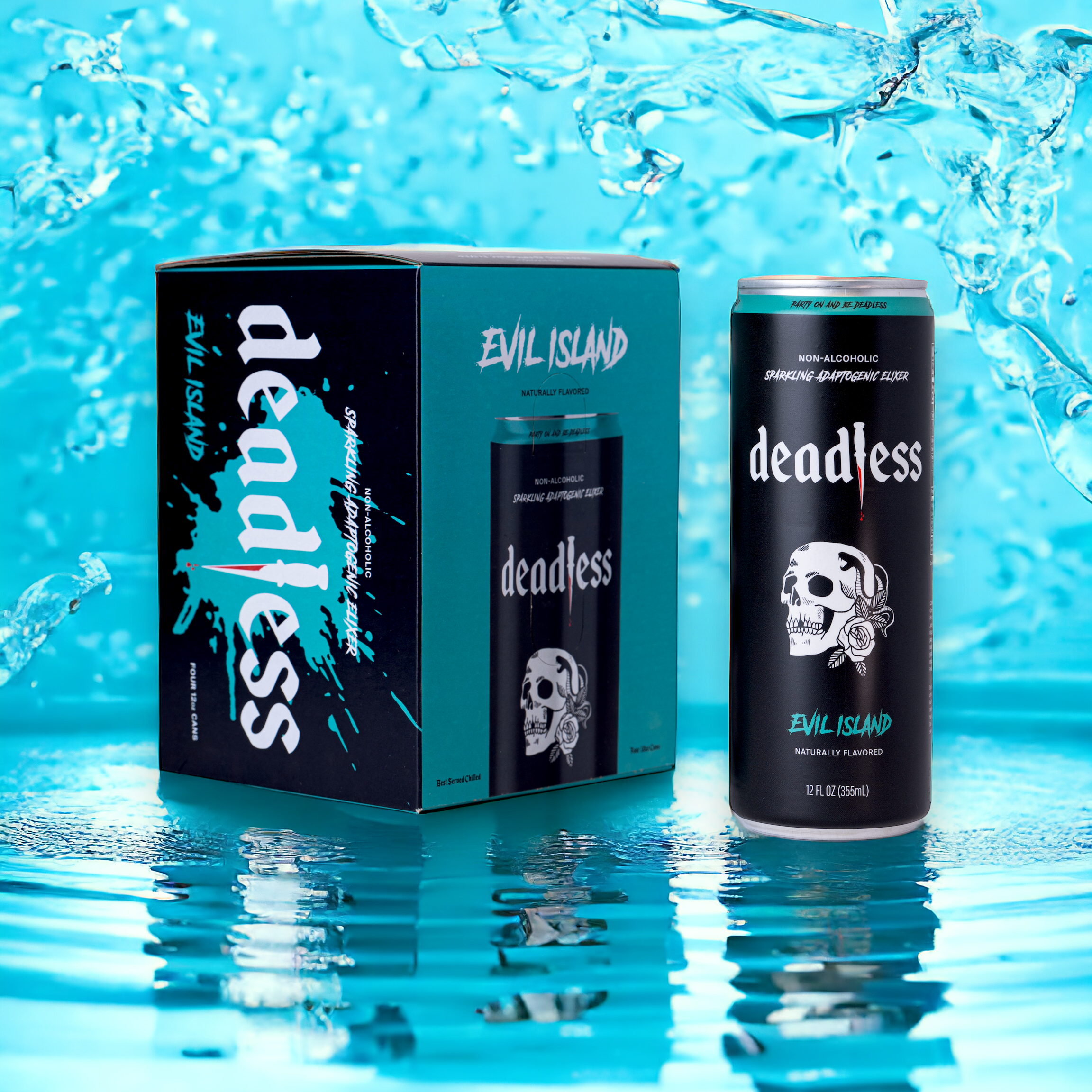 Evil Island Sparkling Adaptogen + Nootropic Elixir 4-pack Tropical Flavor